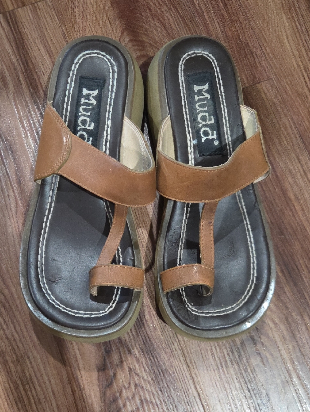 Vintage Mudd Tan Brown Toe-Loop Slide Sandals Size 8.5